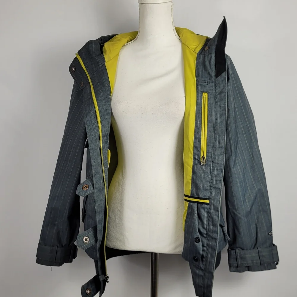 Columbia Gray Yellow Striped Ski Snowboard Coat Size Small In Women's